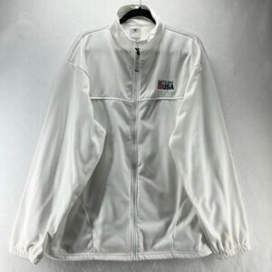 Team USA Olympic Committee Track Jacket Adult Sz 2XL Fleece Lined Full Zip White